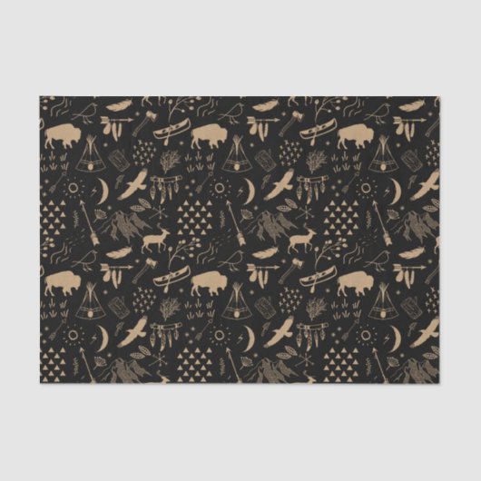 Buffalo Adventures Pattern Kraft Paper ID599 Tissuepapier (Voorkant)