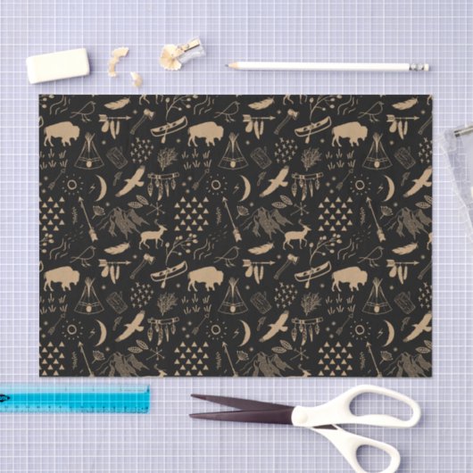 Buffalo Adventures Pattern Kraft Paper ID599 Tissuepapier (Craft)