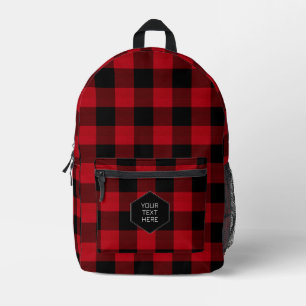 Buffalo Adventures Rood en Zwart Plaid ID603 Bedrukte Rugzak