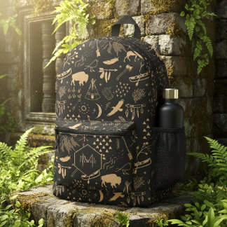 Buffalo Adventures Tan Zwart ID599 Bedrukte Rugzak