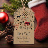 Buffalo Adventures Zwart & Rood Plaid/Kraft ID599 Cadeaulabel