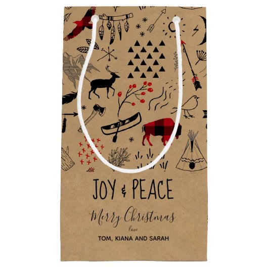 Buffalo Adventures Zwart & Rood Plaid/Kraft ID599 Klein Cadeauzakje (Voorkant)