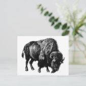 Buffalo American Bison  Wood Engraving Briefkaart (Staand voorkant)