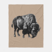 Buffalo American Bison  Wood Engraving Fleece Deken (Voorkant)