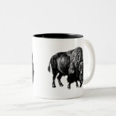 Buffalo American Bison  Wood Engraving Mok (Voorkant rechts)