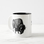 Buffalo American Bison  Wood Engraving Mok (Voorkant links)