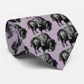 Buffalo American Bison  Wood Engraving Neck Stropdas (Opgerold)