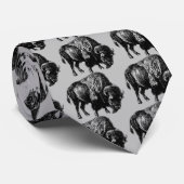 Buffalo American Bison  Wood Engraving Neck Stropdas (Opgerold)