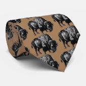 Buffalo American Bison  Wood Engraving Neck Stropdas (Opgerold)