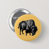 Buffalo American Bison  Wood Engraving Ronde Button 5,7 Cm (Voorkant /achterkant)