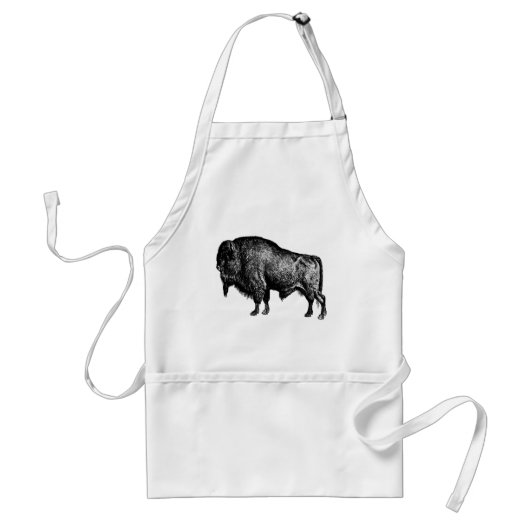Buffalo American Bison  Wood Engraving Standaard Schort (Voorkant)