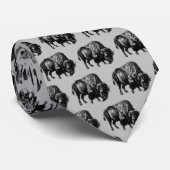 Buffalo American Bison  Wood Engraving Stropdas (Opgerold)