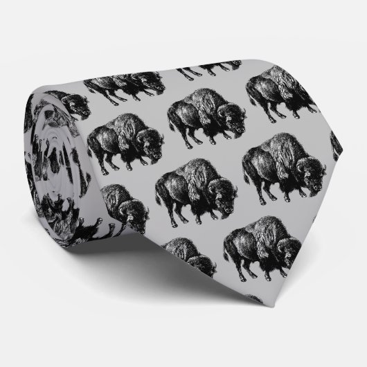 Buffalo American Bison  Wood Engraving Stropdas (Opgerold)