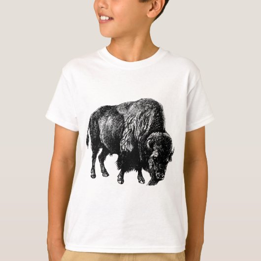 Buffalo American Bison  Wood Engraving T-shirt (Voorkant)
