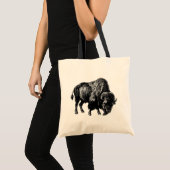 Buffalo American Bison  Wood Engraving Tas (Voorkant (product))