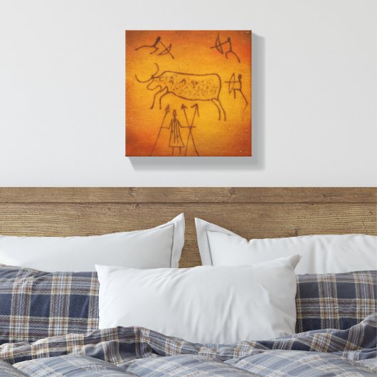 Buffalo and Tribal Warriors Canvas Afdruk (Insitu (Slaapkamer))