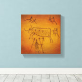 Buffalo and Tribal Warriors Canvas Afdruk (Insitu (Houten vloer))