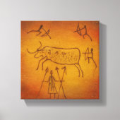 Buffalo and Tribal Warriors Canvas Afdruk (Voorkant)
