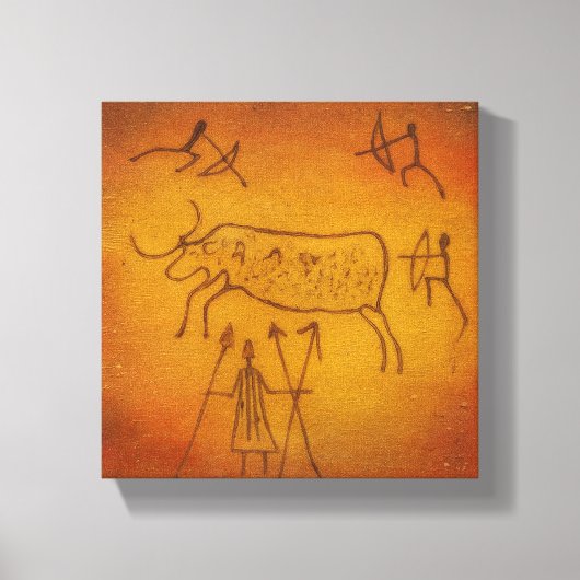 Buffalo and Tribal Warriors Canvas Afdruk (Voorkant)