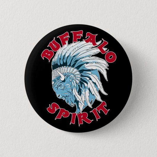 Buffalo Animal Spirit Ronde Button 5,7 Cm (Voorkant)