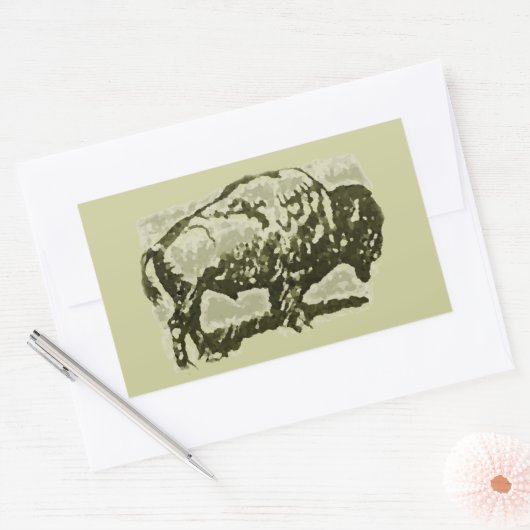 Buffalo Art Rechthoekige Sticker (Envelop)
