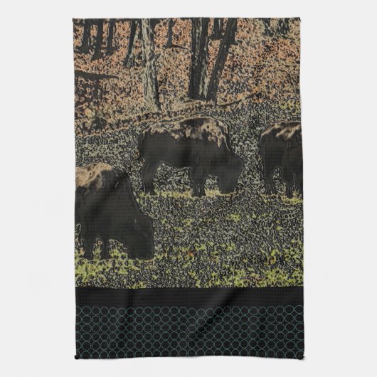 Buffalo Art Wild West Western Thema Theedoek (Verticaal)