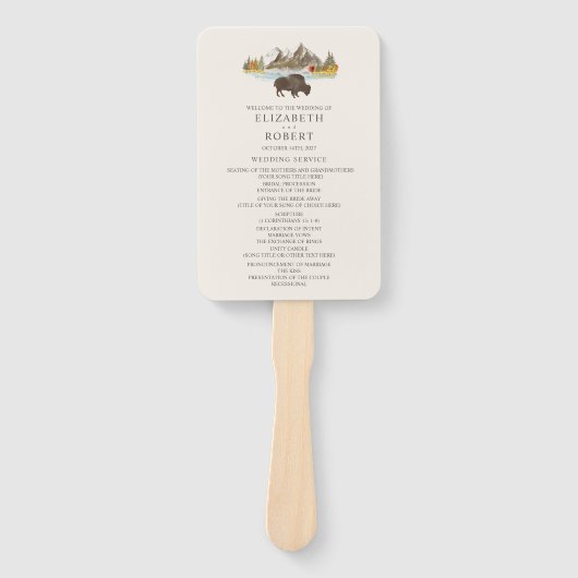 Buffalo Autumn Mountain Wedding Program Handwaaier (Voorkant)