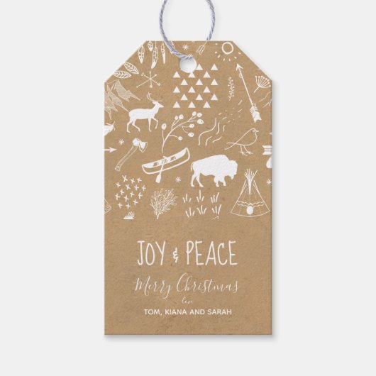 Buffalo avonturen Wit/Kraft ID599 Cadeaulabel (Voorkant)