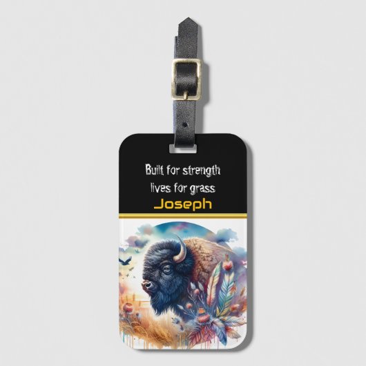 Buffalo Basking in de gouden tinten van Twilight Bagagelabel (Voorkant (verticaal))
