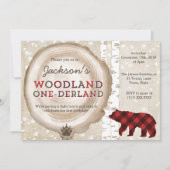 Buffalo Beer Cub Winter Forest 1st Birthday Kaart (Voorkant)