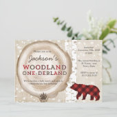 Buffalo Beer Cub Winter Forest 1st Birthday Kaart (Staand voorkant)