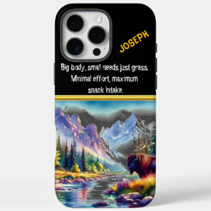 Buffalo bij een rustige rivier in de bergen iPhone 16 pro max hoesje