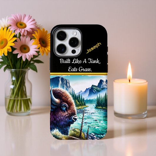 Buffalo bij een rustige rivier in de bergen Case-Mate iPhone case