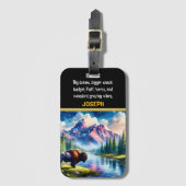 Buffalo bij een Serene River in Natuur Bagagelabel (Voorkant (verticaal))