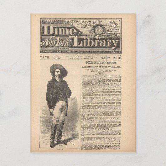 Buffalo Bill - Beadle's Half Dime Library 1879 Briefkaart (Voorkant)