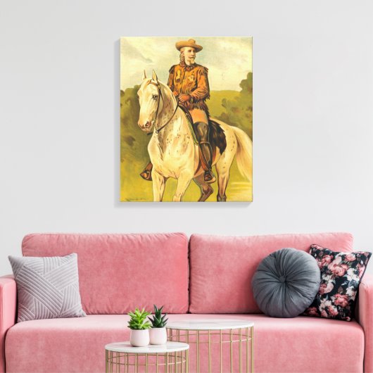 Buffalo Bill Cody op paard Canvas Afdruk (Insitu (Woonkamer))