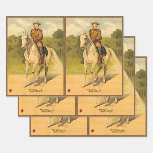 Buffalo Bill Cody op paardenpatroon Inpakpapier Vel (Set)
