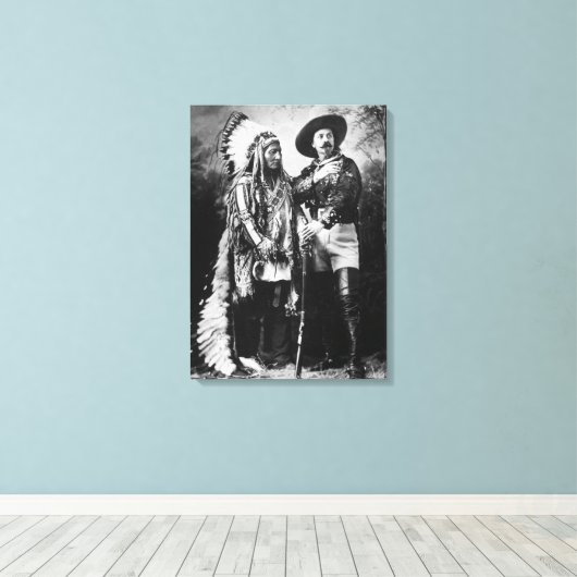 Buffalo Bill Cody & Sitting Bull - Circa 1885 Canvas Afdruk (Insitu (Houten vloer))