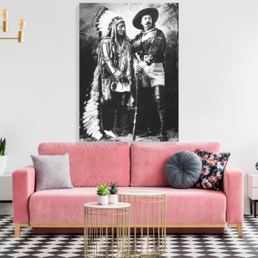 Buffalo Bill Cody & Sitting Bull - Circa 1885 Canvas Afdruk (Insitu (Woonkamer))