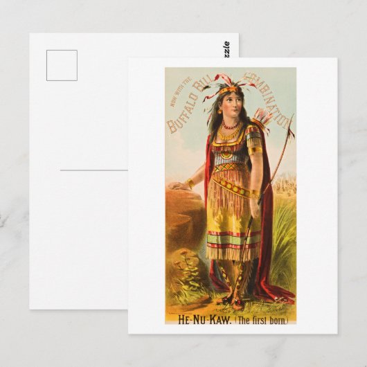 Buffalo Bill Handsomest Indiase Maiden 1880s Briefkaart (Voorkant / Achterkant)