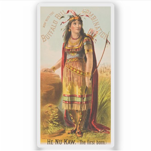 Buffalo Bill Handsomest Indiase Maiden 1880s Sticker (Voorkant)