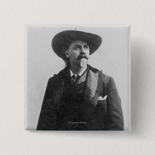 Buffalo Bill Portrait Vierkante Button 5,1 Cm (Voorkant)