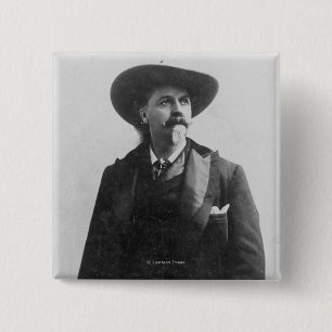 Buffalo Bill Portrait Vierkante Button 5,1 Cm