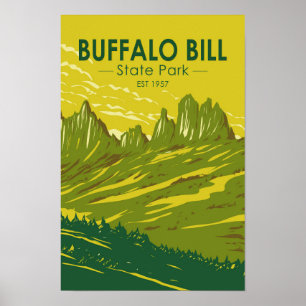 Buffalo Bill State Park Wyoming Retro Poster