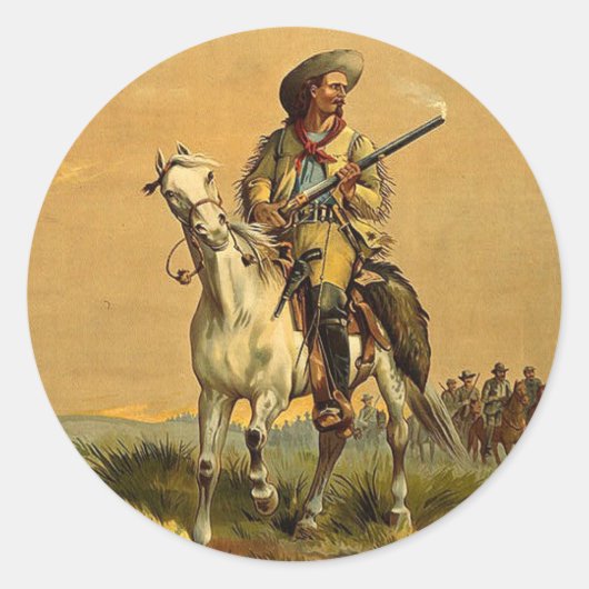 Buffalo Bill "The Scout" reclame Ronde Sticker (Voorkant)