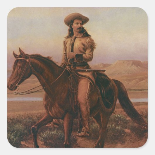 Buffalo Bill Vierkante Sticker (Voorkant)