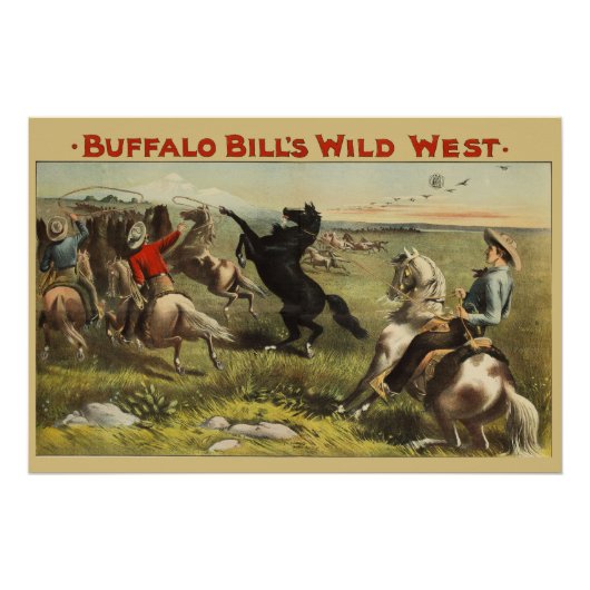 Buffalo Bill Wild West Cowboy Paard Poster (Voorkant)