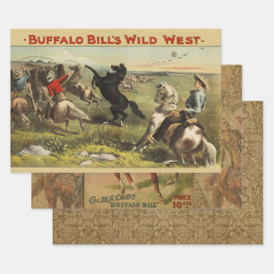 Buffalo Bill Wild West Cowboy Paard Poster Inpakpapier Vel