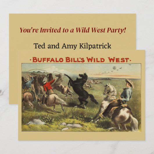 Buffalo Bill Wild West Cowboy Paard Poster Kaart (Voorkant / Achterkant)