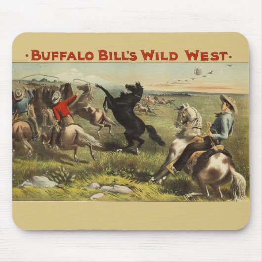 Buffalo Bill Wild West Cowboy Paard Poster Muismat (Voorkant)